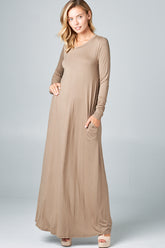 SOLID JERSEY CLASSIC SHIFT CASUAL MAXI DRESS