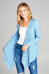 STRIPED CASCADE CARDIGAN