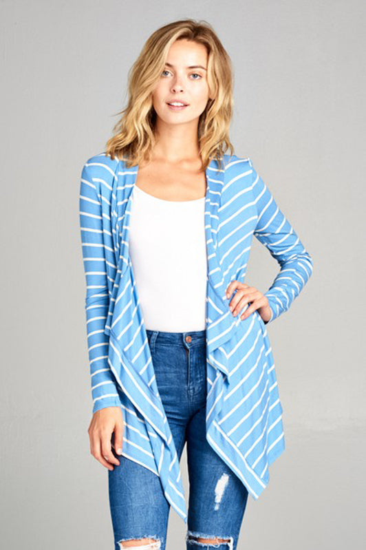 STRIPED CASCADE CARDIGAN