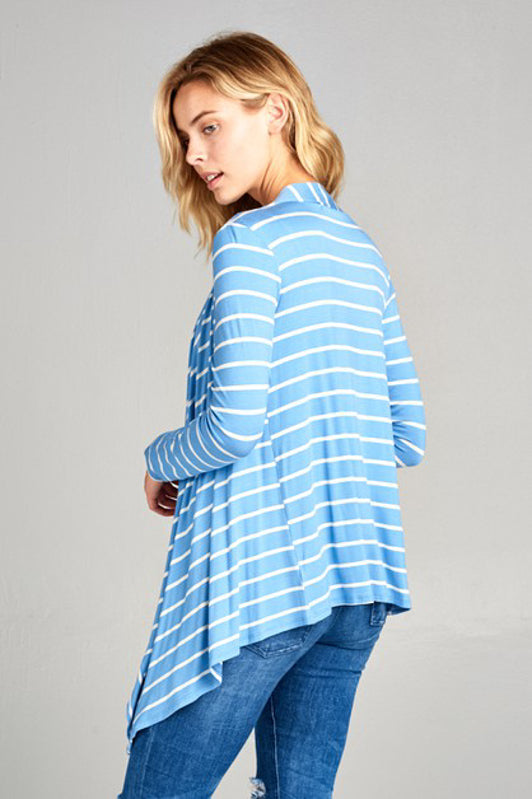 STRIPED CASCADE CARDIGAN