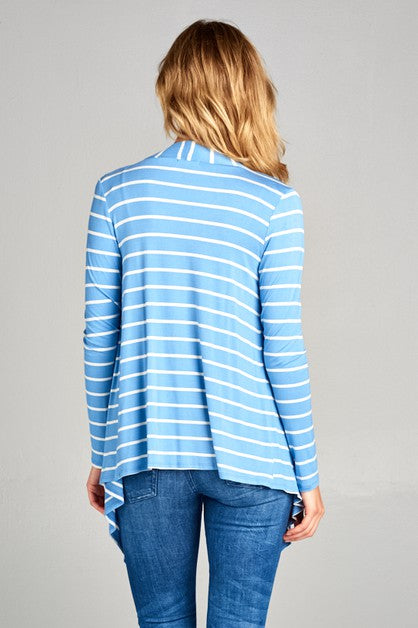 STRIPED CASCADE CARDIGAN