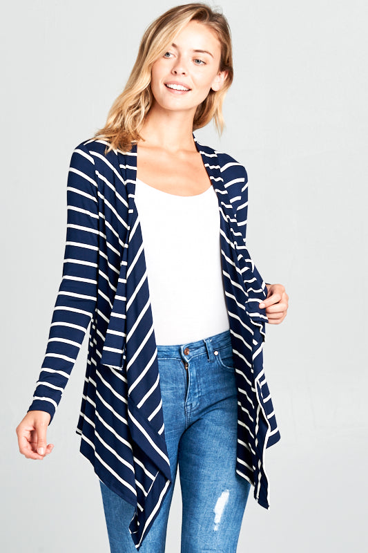 STRIPED CASCADE CARDIGAN