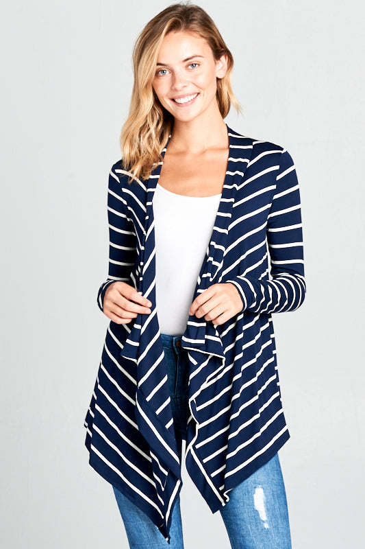 STRIPED CASCADE CARDIGAN