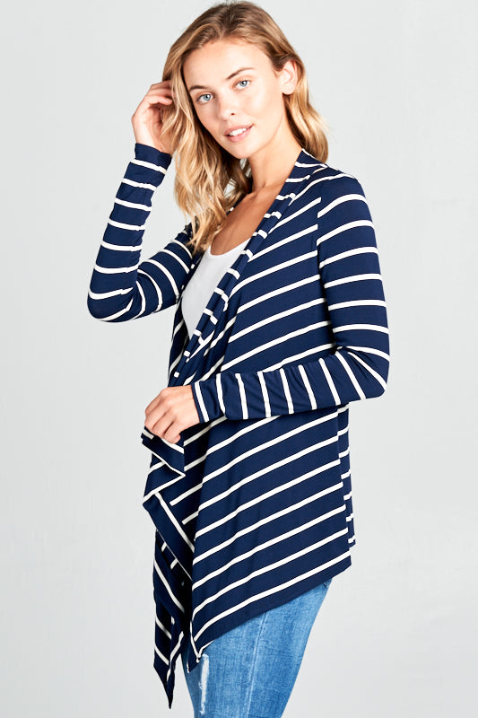 STRIPED CASCADE CARDIGAN