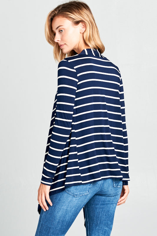 STRIPED CASCADE CARDIGAN