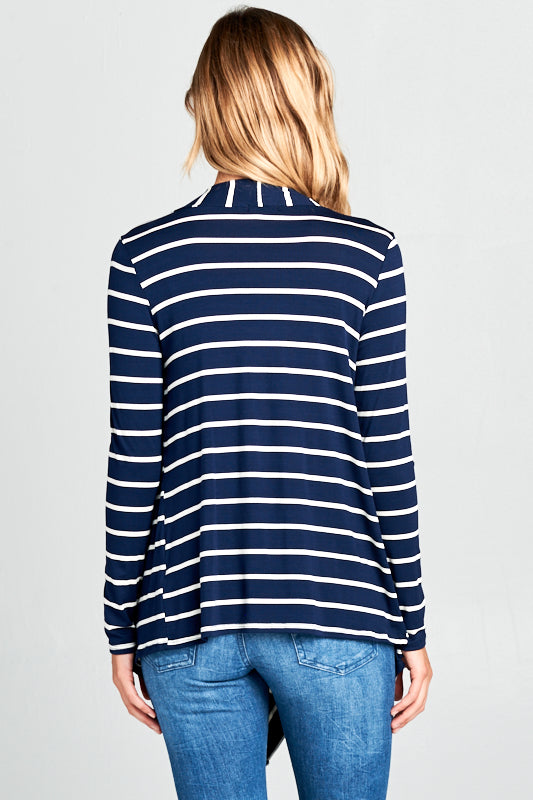 STRIPED CASCADE CARDIGAN