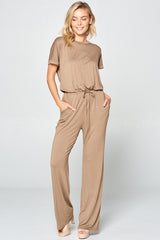 ELASTIC TIE WAIST JUMPSUITS