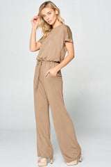 ELASTIC TIE WAIST JUMPSUITS