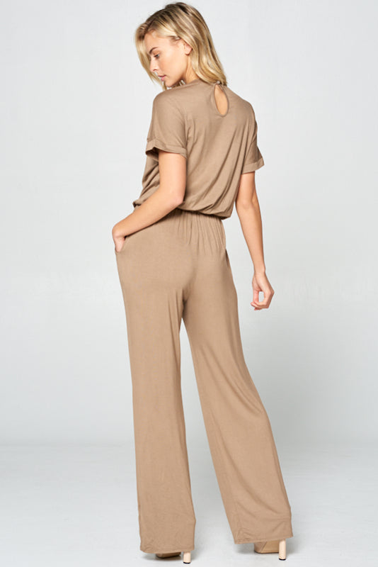 ELASTIC TIE WAIST JUMPSUITS