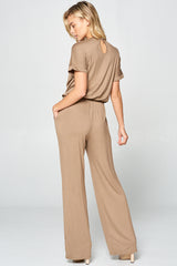 ELASTIC TIE WAIST JUMPSUITS