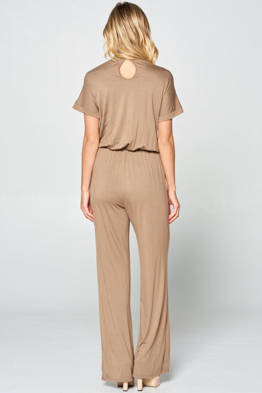 ELASTIC TIE WAIST JUMPSUITS