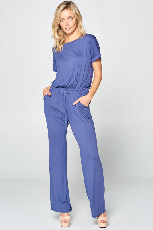 ELASTIC TIE WAIST JUMPSUITS