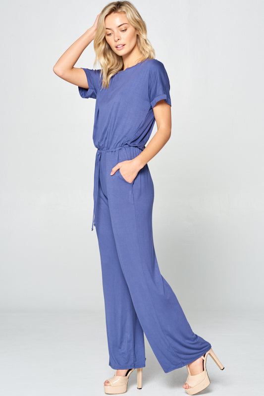 ELASTIC TIE WAIST JUMPSUITS