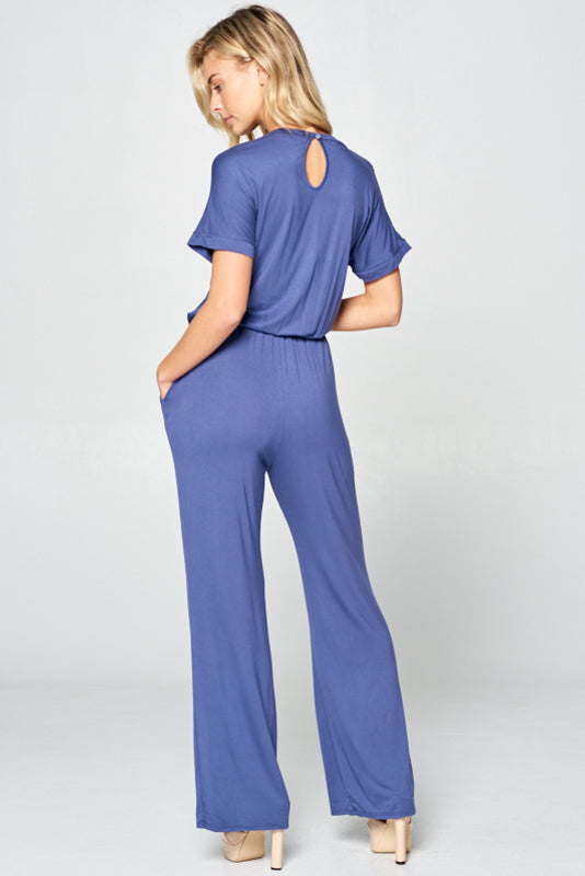 ELASTIC TIE WAIST JUMPSUITS