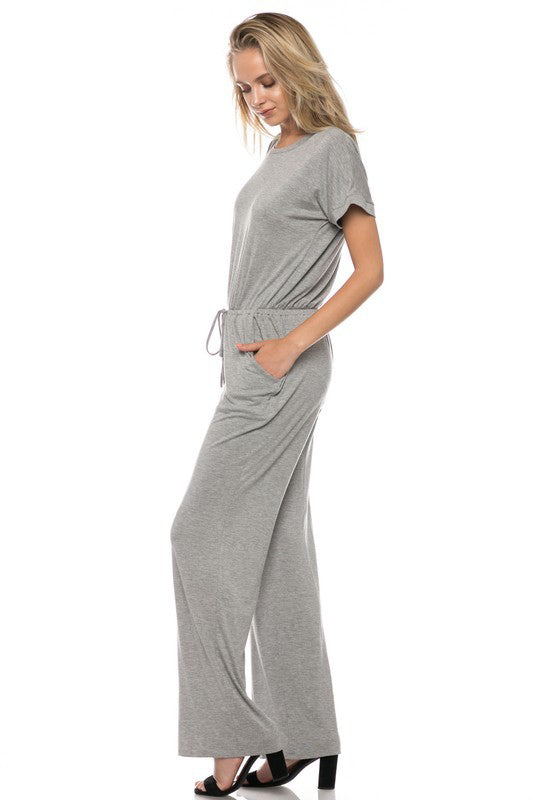 ELASTIC TIE WAIST JUMPSUITS