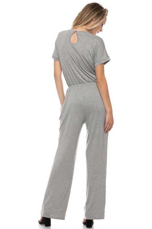 ELASTIC TIE WAIST JUMPSUITS