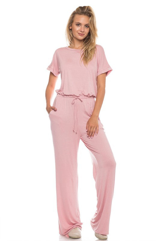 ELASTIC TIE WAIST JUMPSUITS