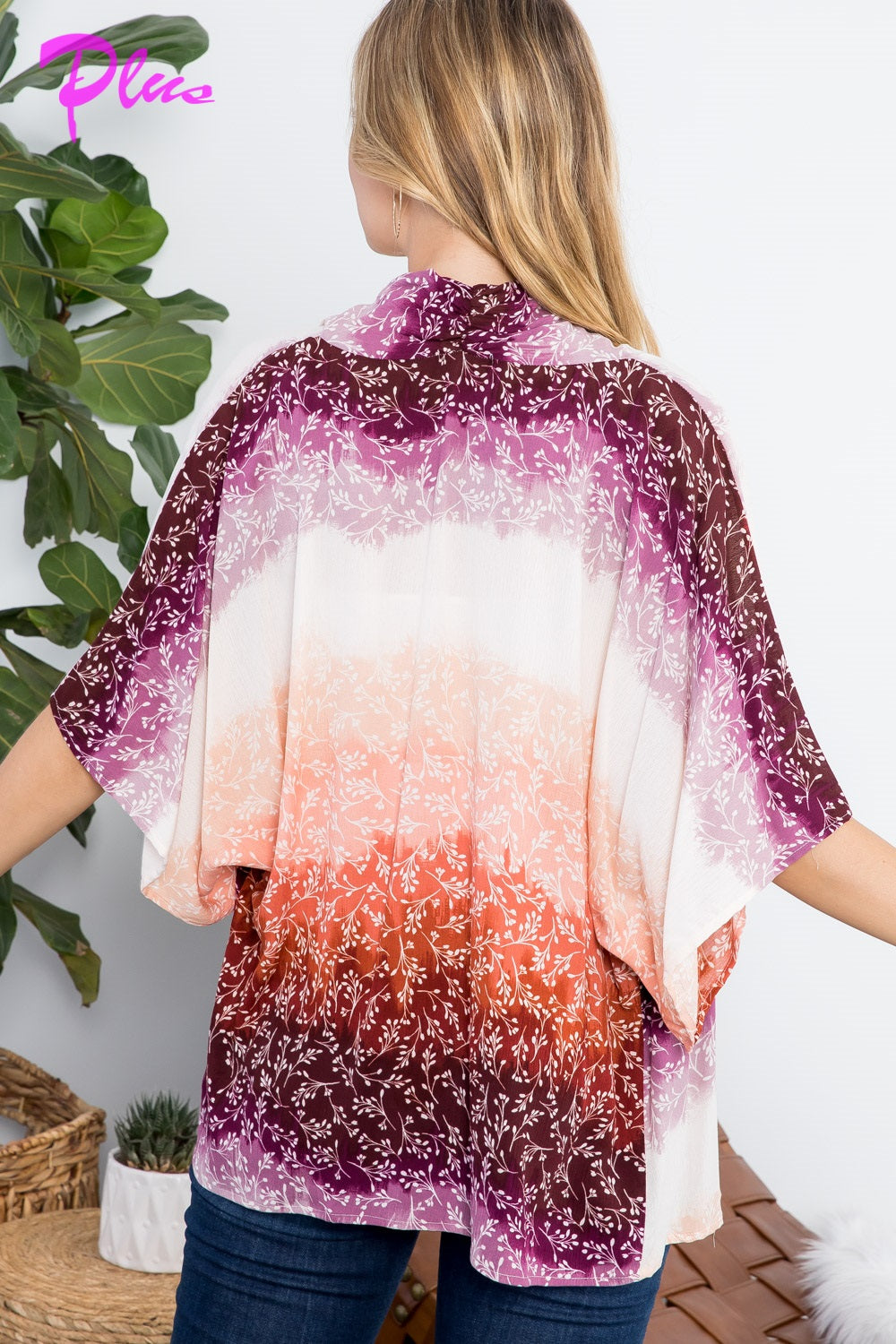 PLUS OMBRE TIE DYE KIMONO CARDIGAN