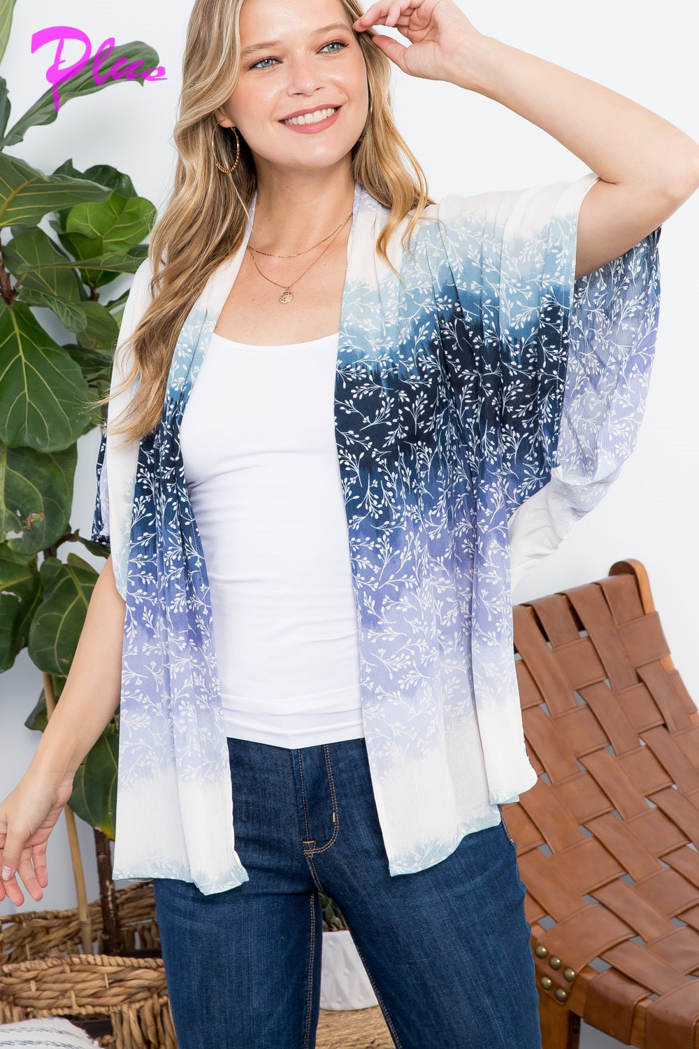 PLUS OMBRE TIE DYE KIMONO CARDIGAN