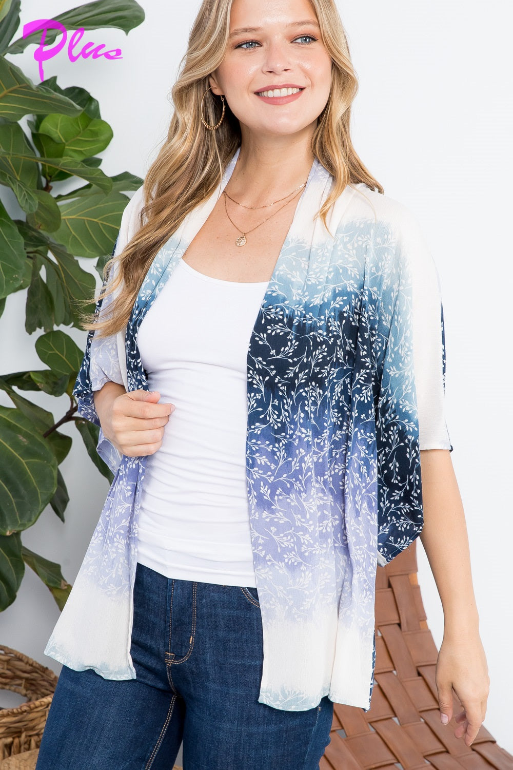 PLUS OMBRE TIE DYE KIMONO CARDIGAN