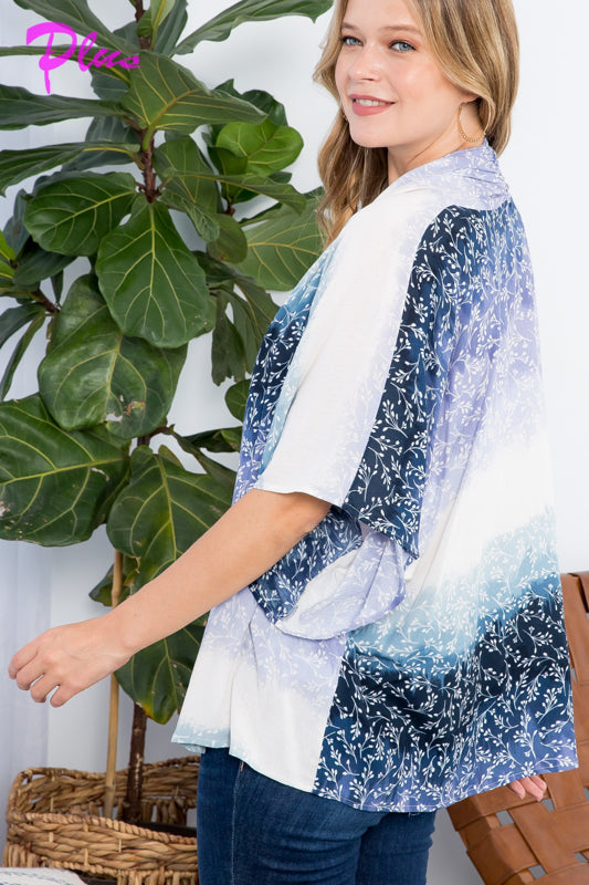 PLUS OMBRE TIE DYE KIMONO CARDIGAN