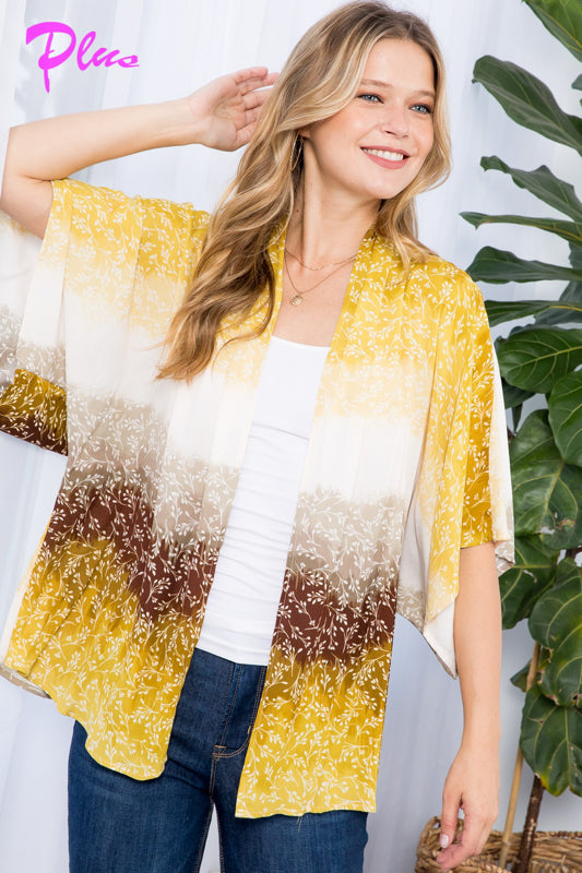 PLUS OMBRE TIE DYE KIMONO CARDIGAN