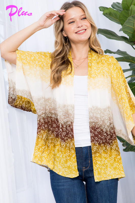 PLUS OMBRE TIE DYE KIMONO CARDIGAN