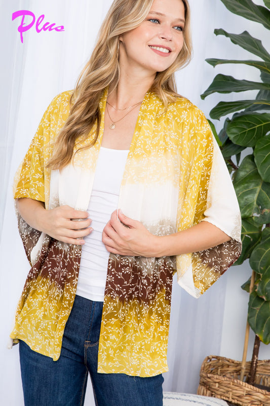 PLUS OMBRE TIE DYE KIMONO CARDIGAN