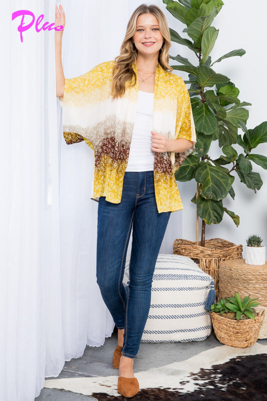 PLUS OMBRE TIE DYE KIMONO CARDIGAN