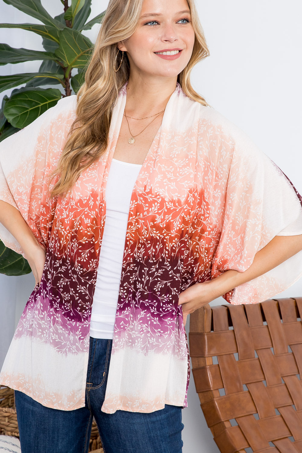 OMBRE TIE DYE KIMONO CARDIGAN