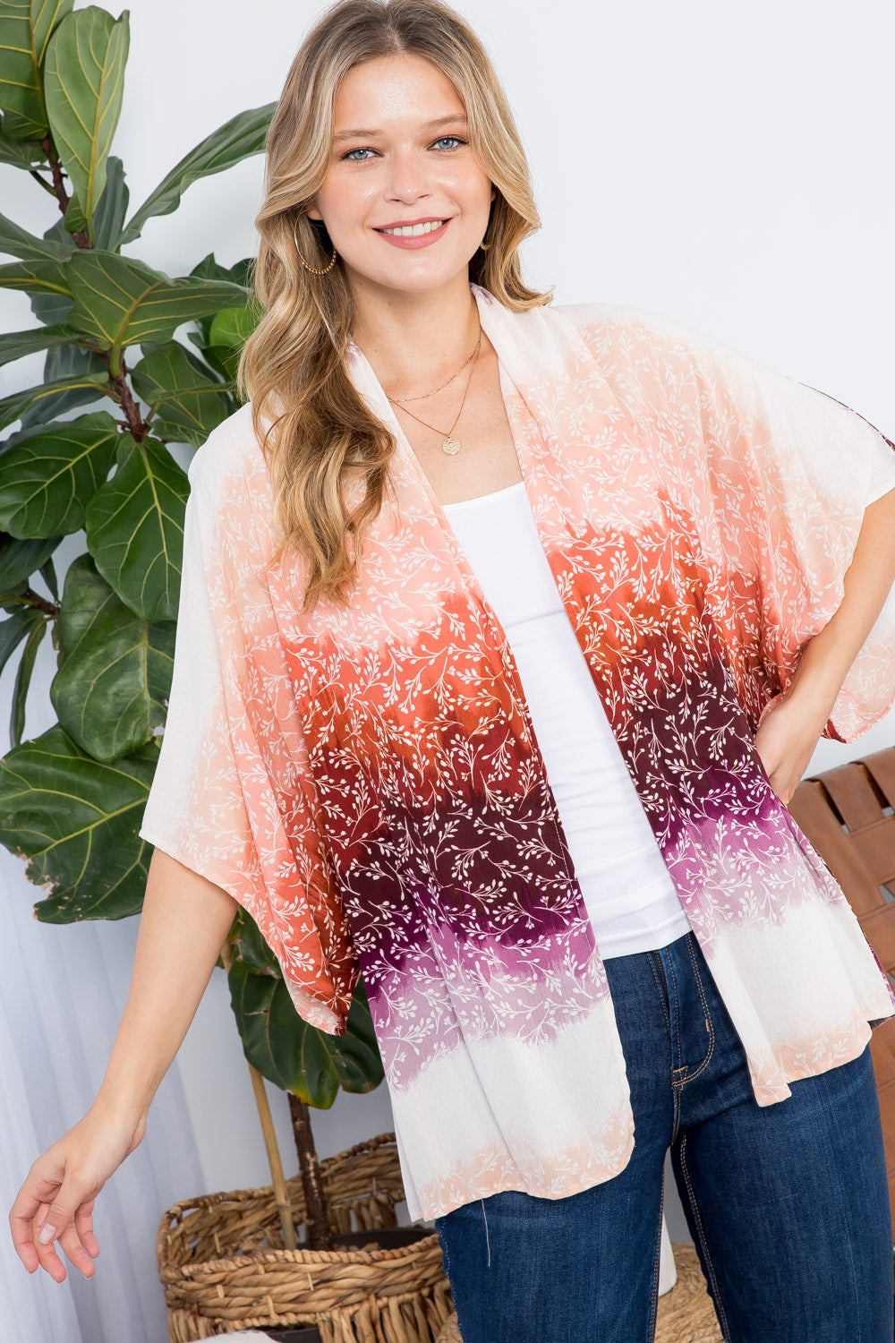 OMBRE TIE DYE KIMONO CARDIGAN