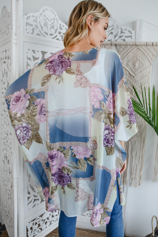 FLORAL CHIFFON KIMONO CARDIGAN