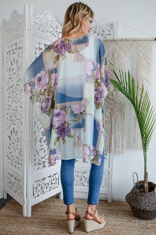 FLORAL CHIFFON KIMONO CARDIGAN