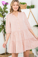 PLUS DOT BUTTON TIERED DRESS