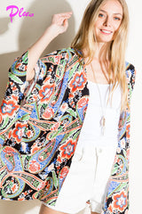 PLUS PAISLEY WOVEN KIMONO CARDIGAN