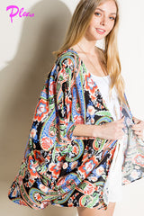 PLUS PAISLEY WOVEN KIMONO CARDIGAN