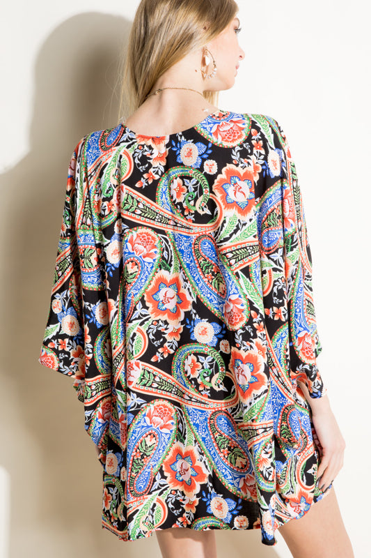 PAISLEY WOVEN KIMONO CARDIGAN