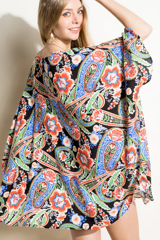 PAISLEY WOVEN KIMONO CARDIGAN