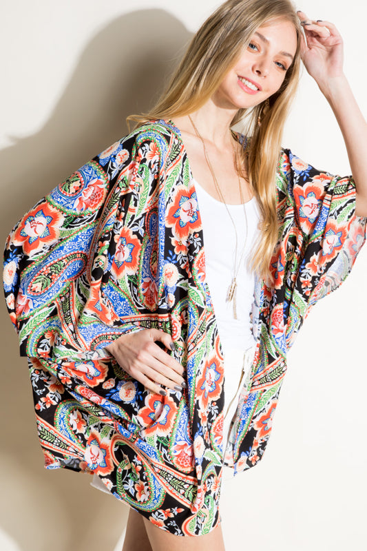 PAISLEY WOVEN KIMONO CARDIGAN