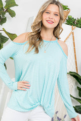 STRIPE COLD SHOULDER TUNIC TOP