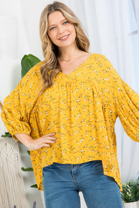 DIZZY FLORAL PEASANT BLOUSE