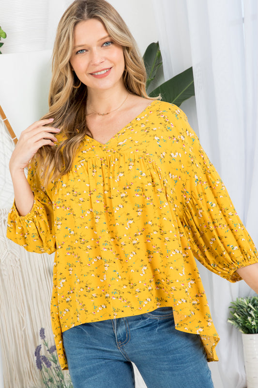 DIZZY FLORAL PEASANT BLOUSE