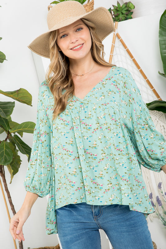 DIZZY FLORAL PEASANT BLOUSE