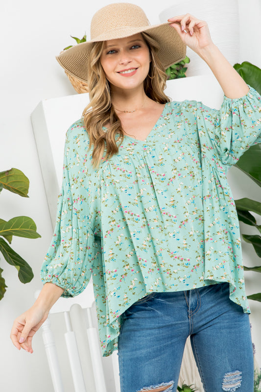 DIZZY FLORAL PEASANT BLOUSE