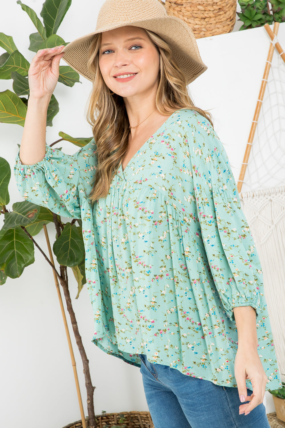 DIZZY FLORAL PEASANT BLOUSE