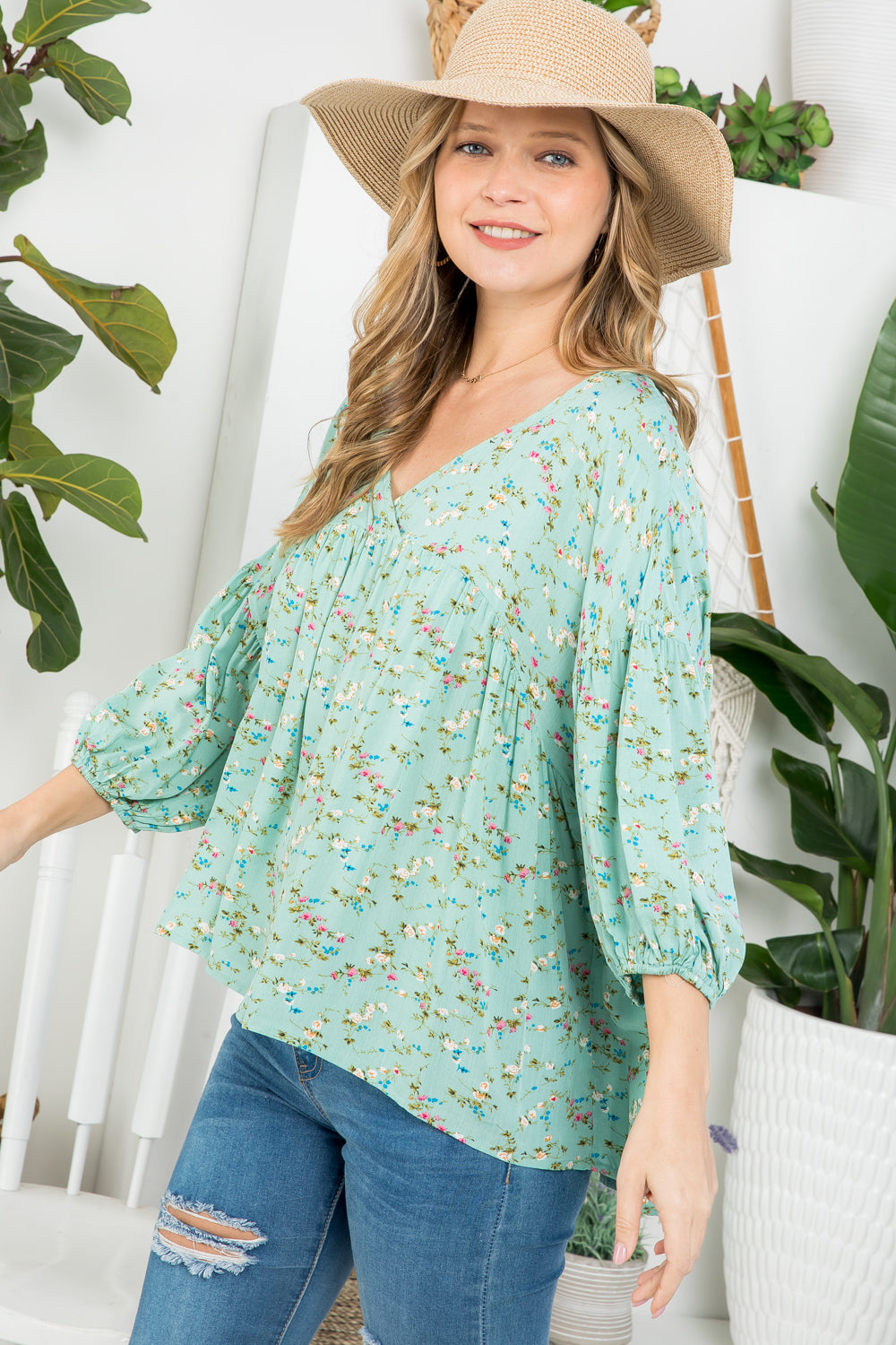 DIZZY FLORAL PEASANT BLOUSE