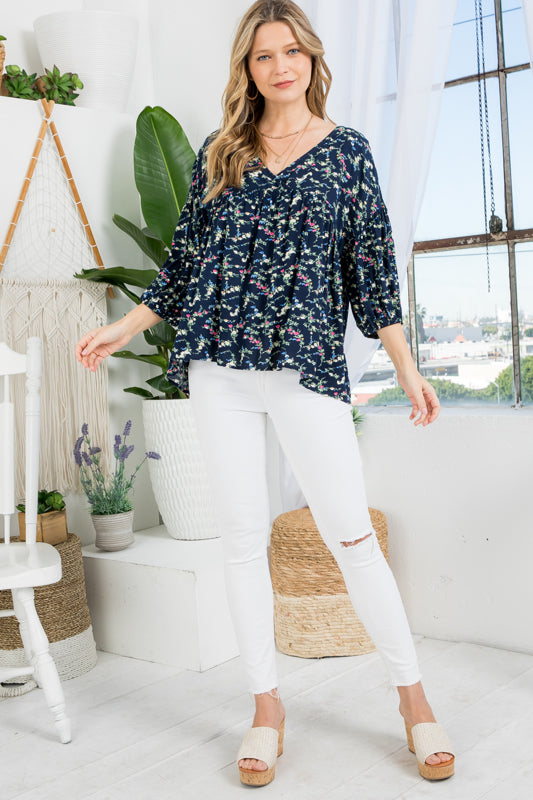 DIZZY FLORAL PEASANT BLOUSE