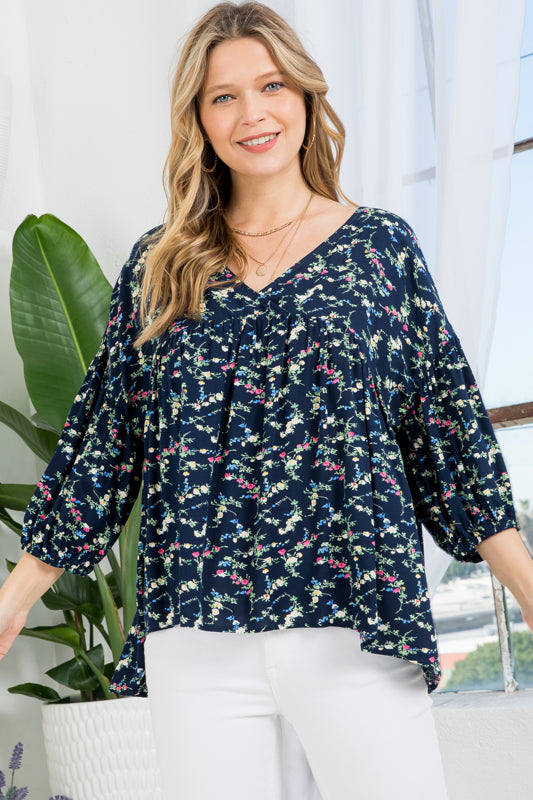 DIZZY FLORAL PEASANT BLOUSE