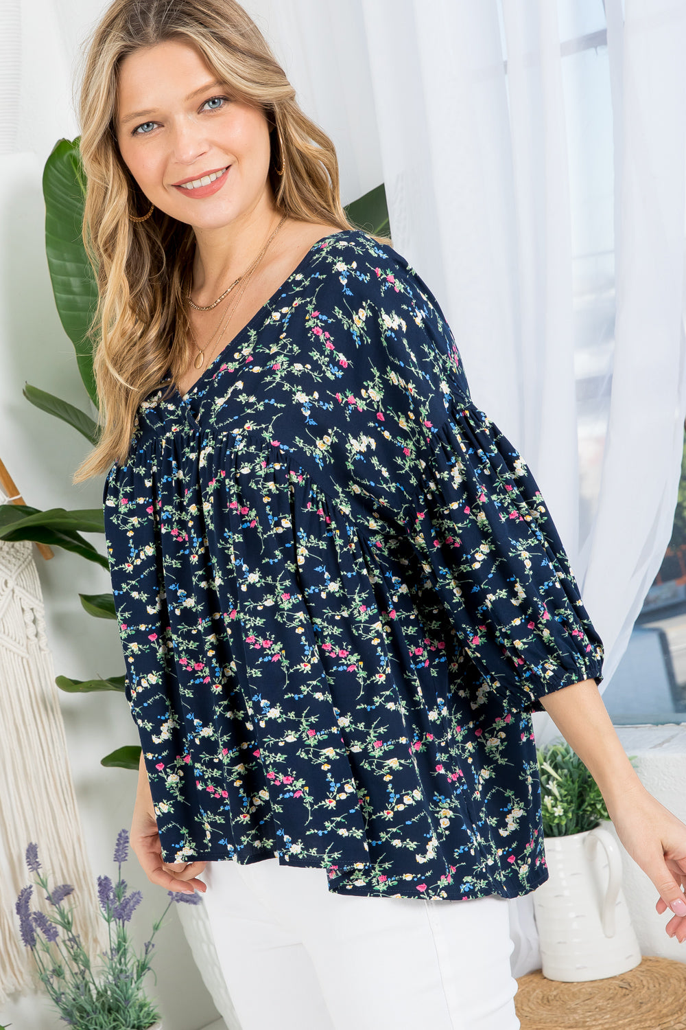 DIZZY FLORAL PEASANT BLOUSE