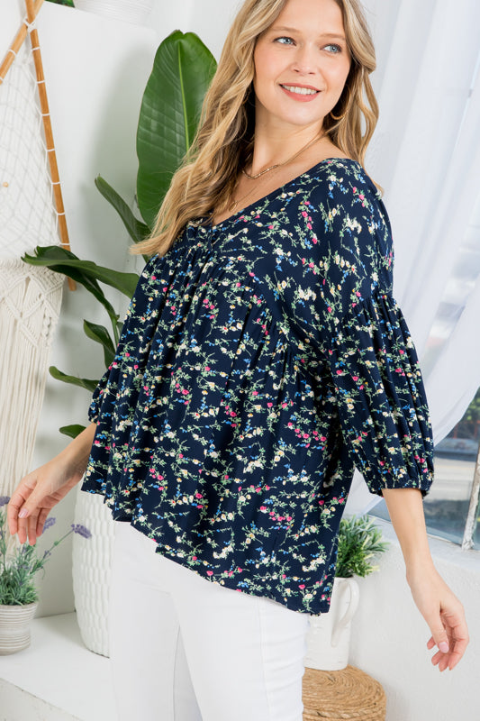 DIZZY FLORAL PEASANT BLOUSE